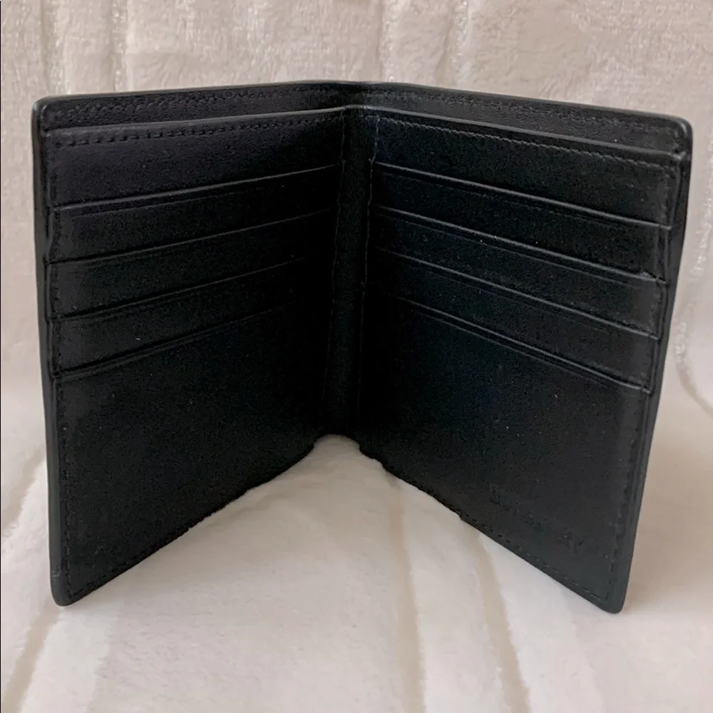 Burberry Men’s Leather Slim Check Bifold Wallet Blue Black Diagonal Stripe